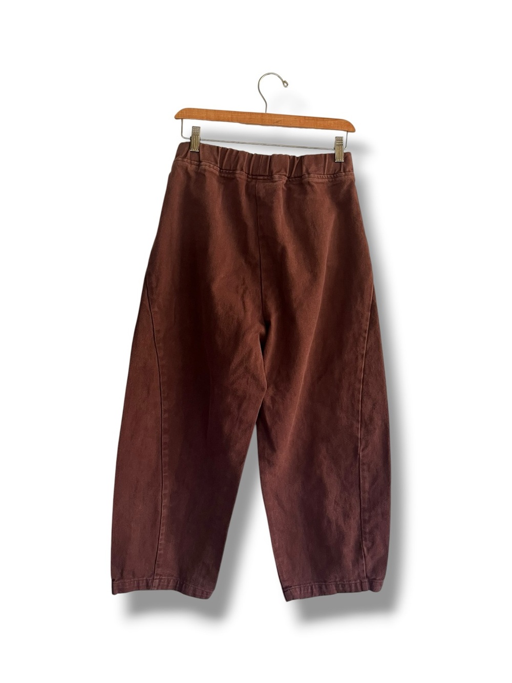 Le Bon Shoppe Arc Pants Cotton chocolate brown size M Made In Korea Barrel Leg - Picture 14 of 15